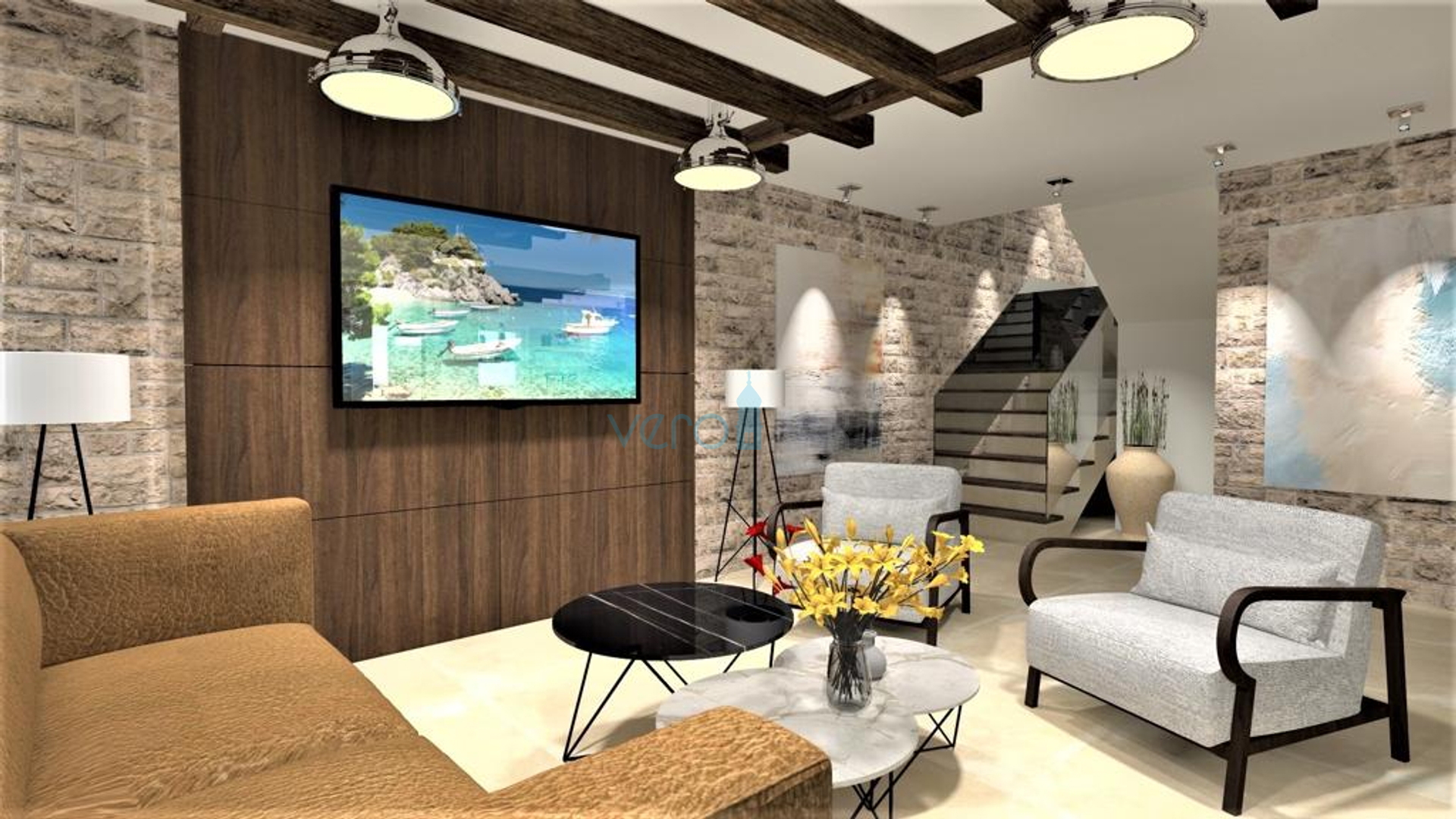 Vrbnik, okolica, Samostojeća kuća 136 m2 sa bazenom i okućnicom, prodaja